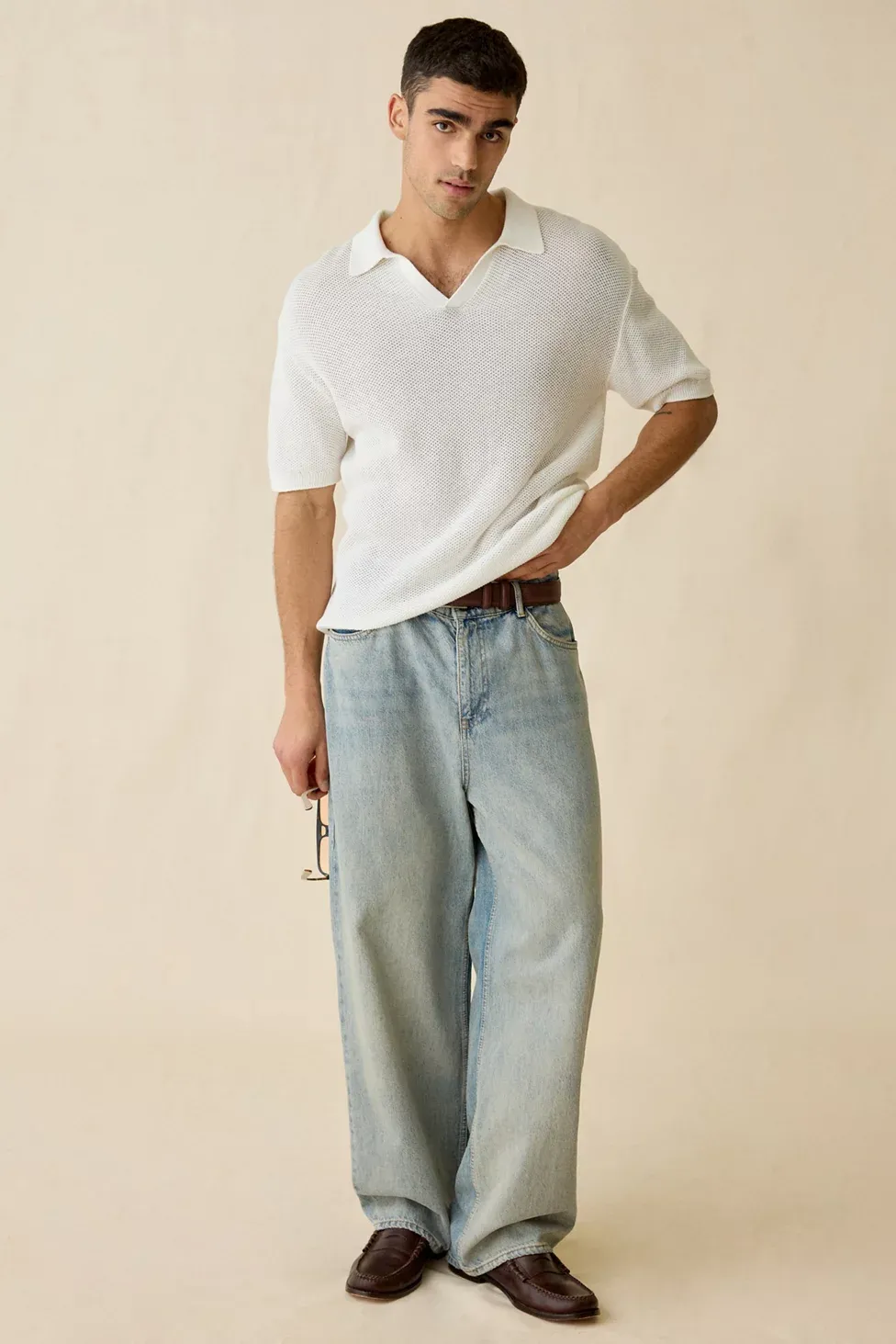 UO Skylor Popover Polo Collar Sweater - Ivory