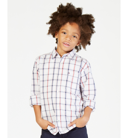 Tommy Hilfiger Boys' 8-20 Samuel Plaid Button-Down Shirt - White