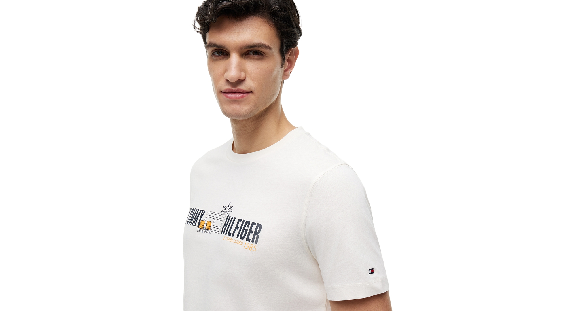 Tommy Hilfiger Men's Summer Chest Graphic Regular-Fit T-Shirt - Ivory Petal