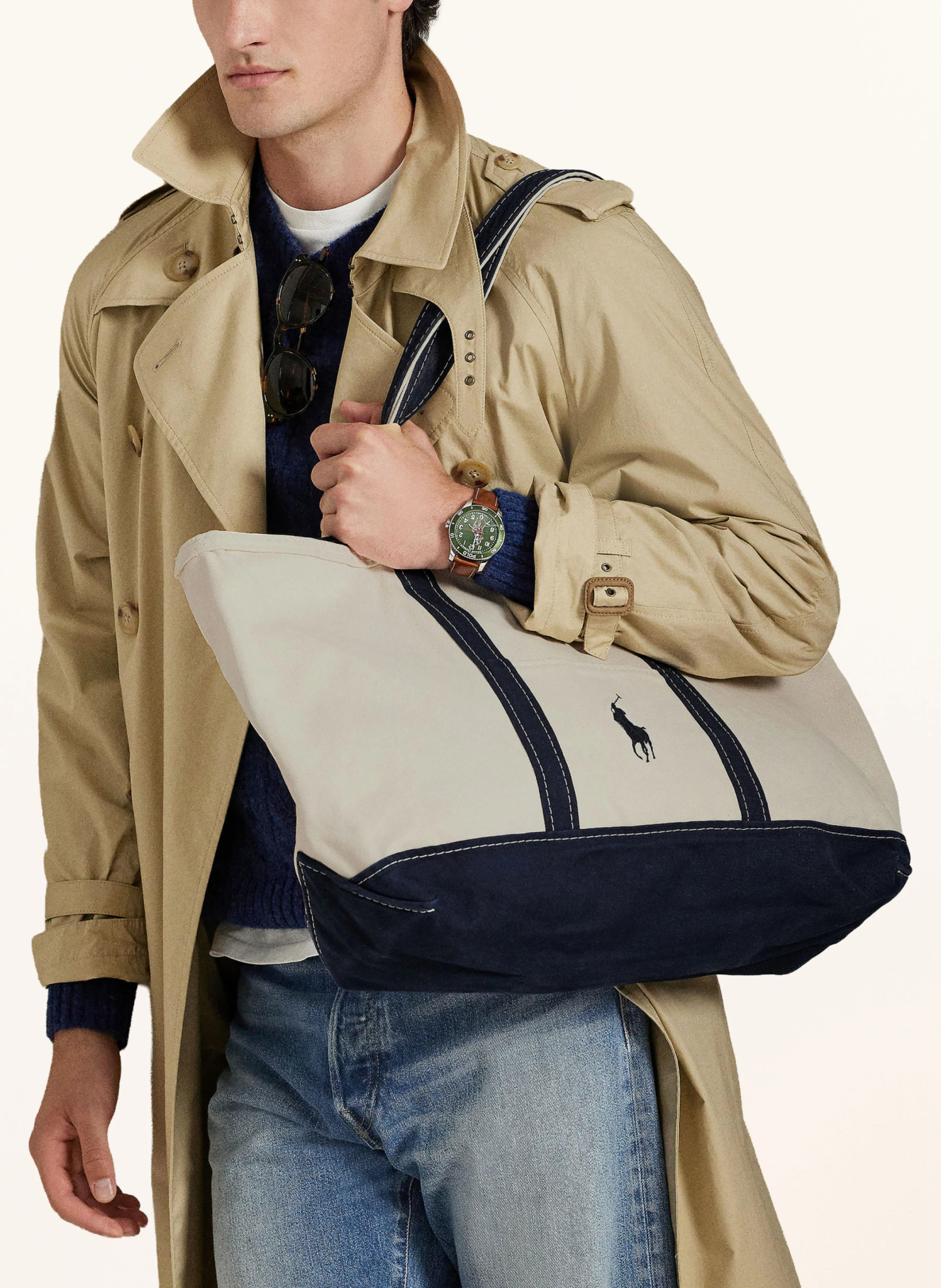 POLO RALPH LAUREN Shopper – CREME / DUNKELBLAU