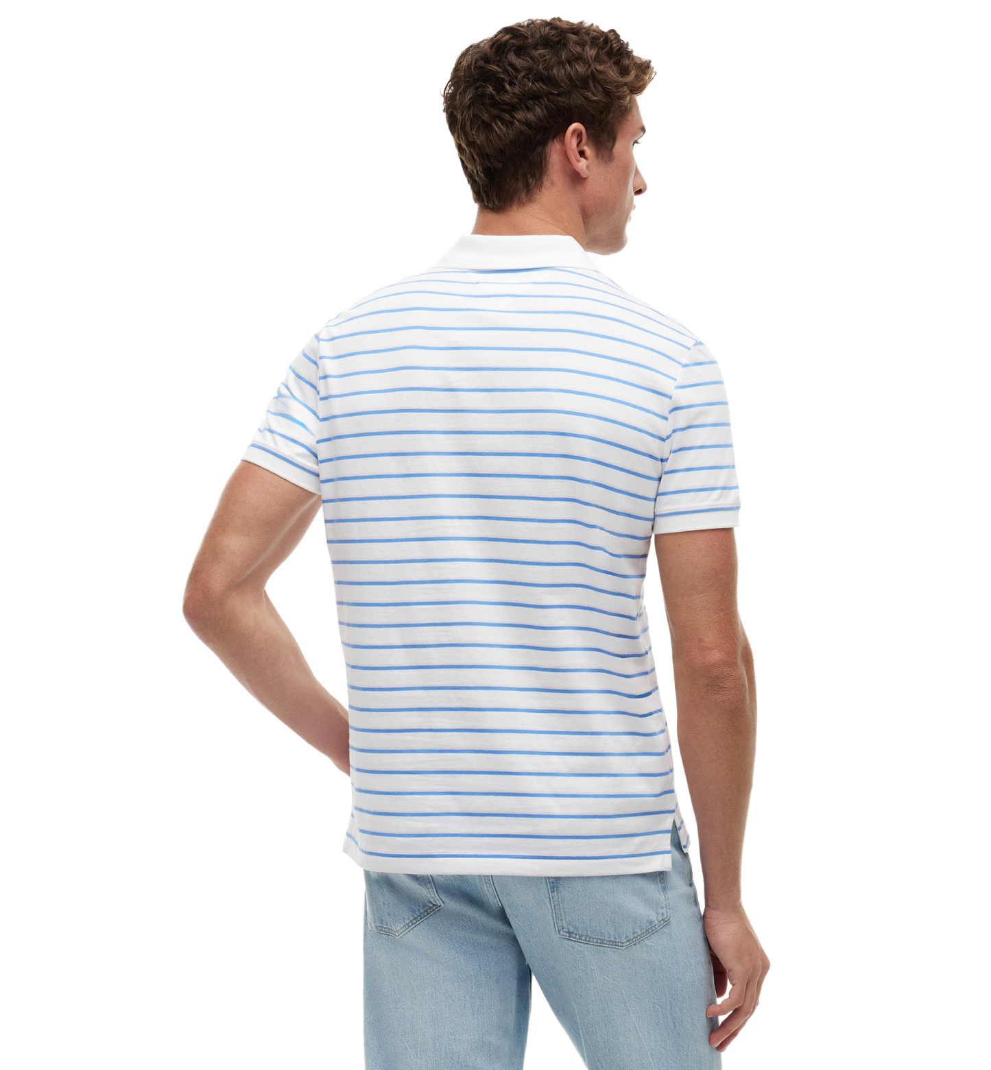 Tommy Hilfiger Men's Regular-Fit Smooth Touch Stripe Polo Shirt - White / Pink Lily