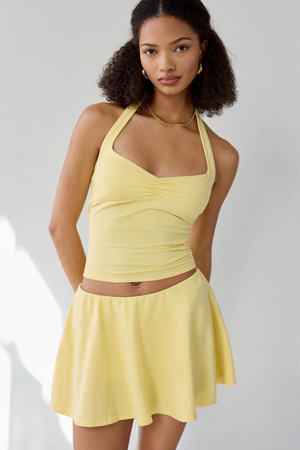 Out From Under Bec Mid-Rise Skater Mini Skort - Bright Yellow
