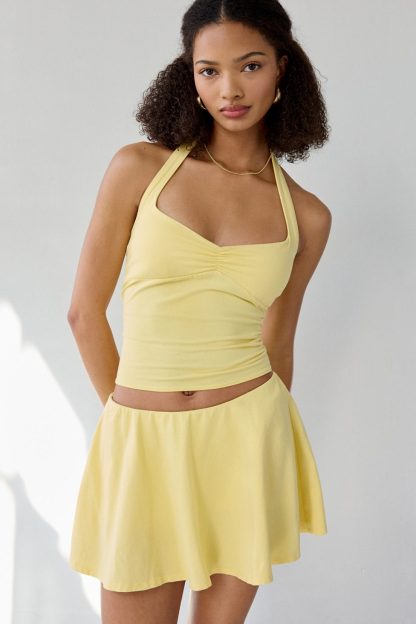 Out From Under Bec Mid-Rise Skater Mini Skort - Bright Yellow