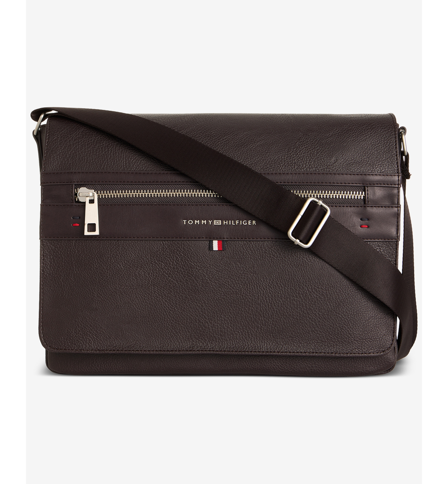 Tommy Hilfiger Men's Pebble Faux-Leather Leo Messenger Bag - Brown
