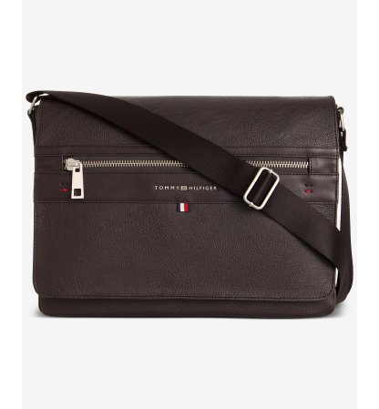 Tommy Hilfiger Men's Pebble Faux-Leather Leo Messenger Bag - Brown