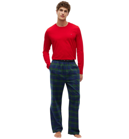 Tommy Hilfiger Men's Core Flag Long-Sleeve Crewneck Cotton Pajama T-Shirt - Mahogany