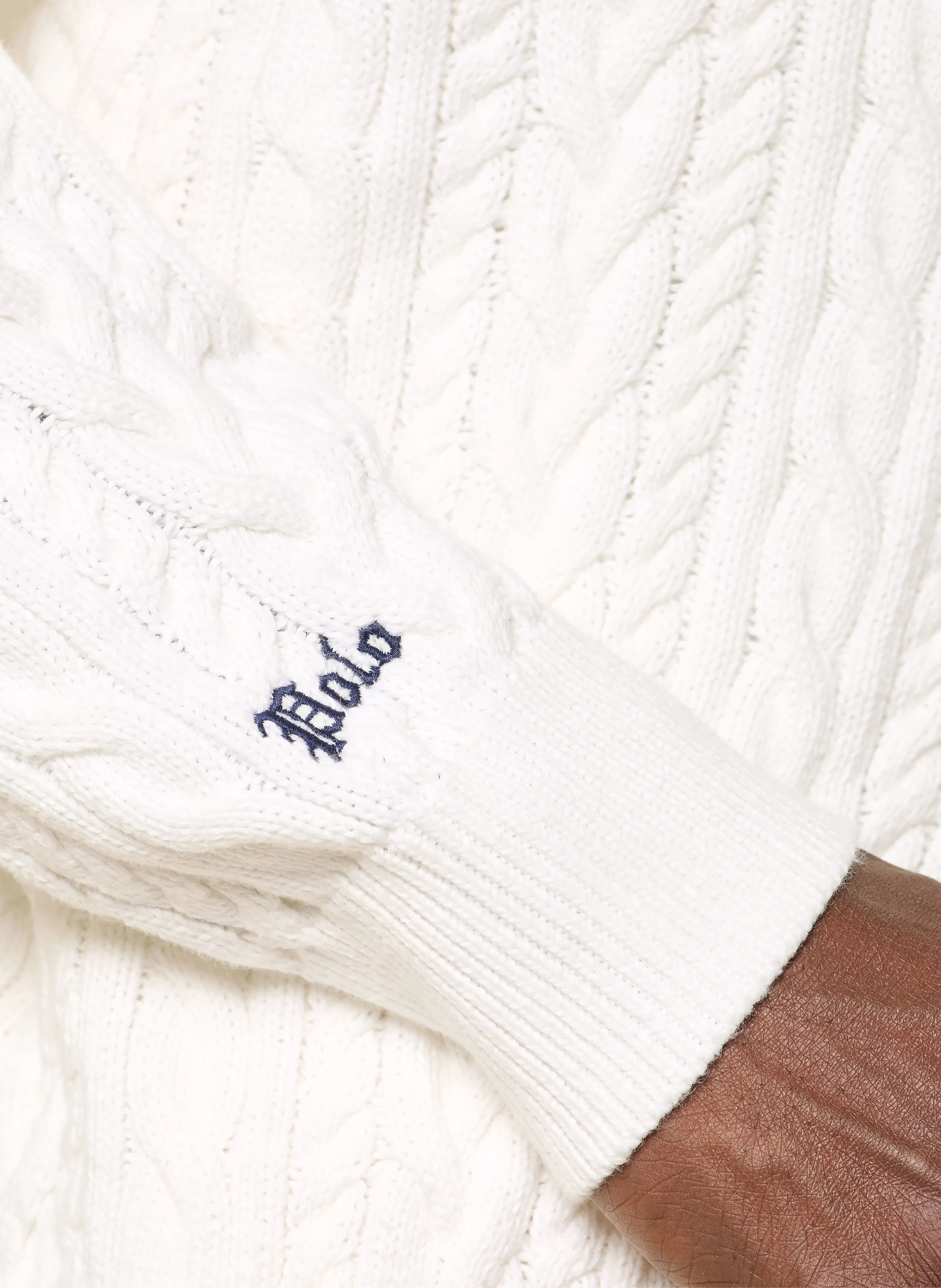 POLO RALPH LAUREN Strick-Poloshirt – WEISS / DUNKELBLAU