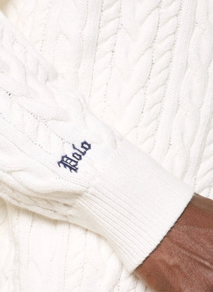 POLO RALPH LAUREN Strick-Poloshirt – WEISS / DUNKELBLAU
