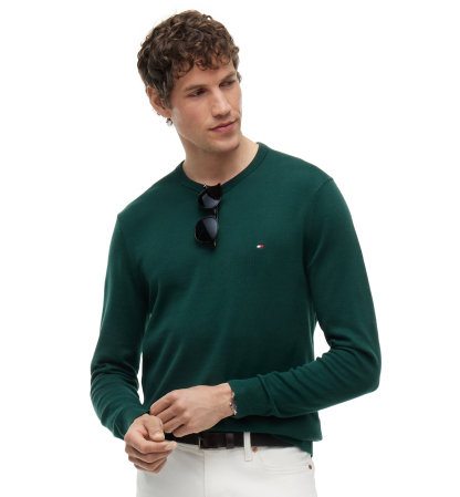 Tommy Hilfiger Men's Essential Cotton Crewneck Sweater - Ornamental Green