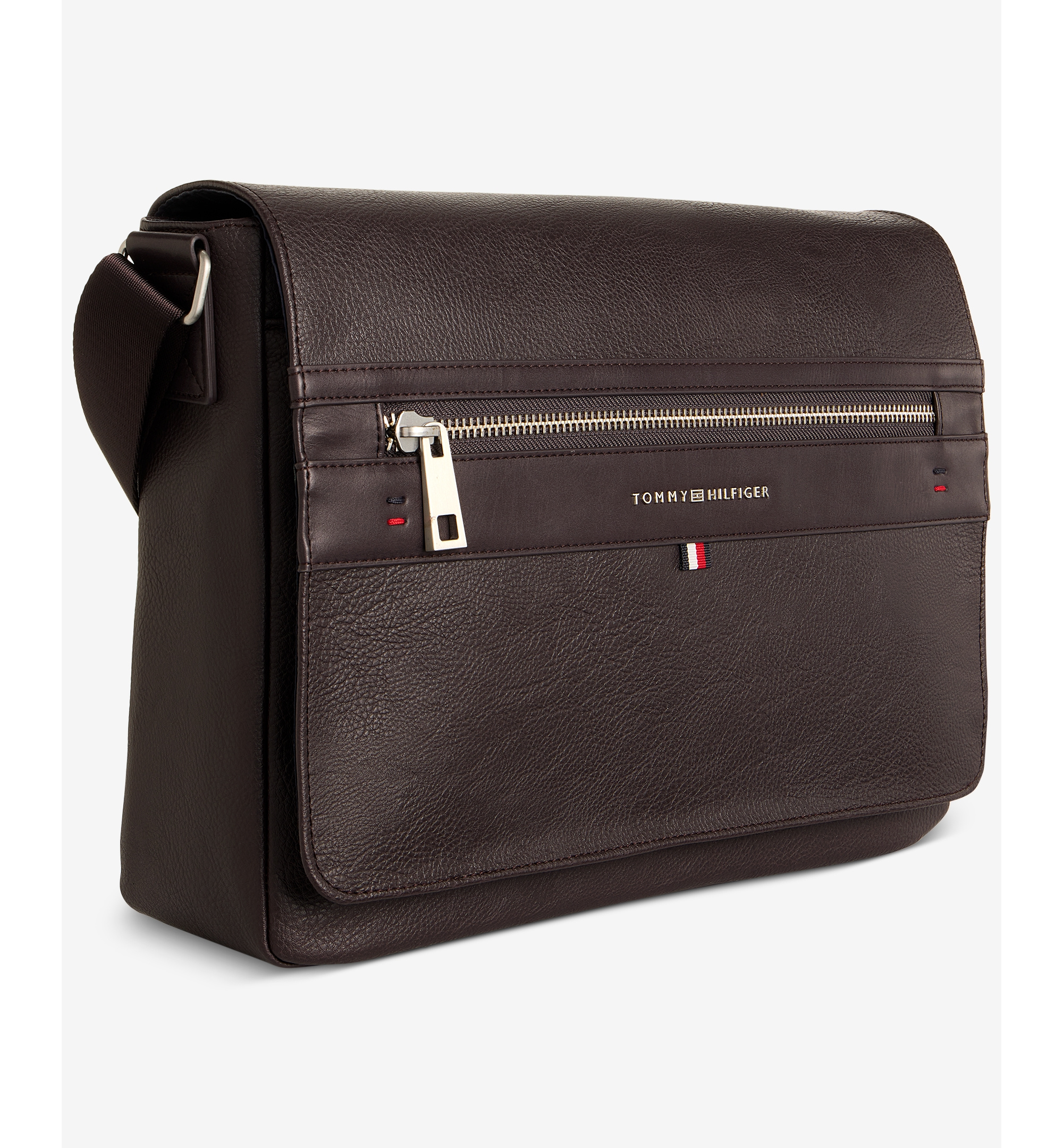 Tommy Hilfiger Men's Pebble Faux-Leather Leo Messenger Bag - Brown