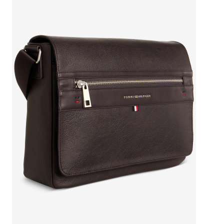 Tommy Hilfiger Men's Pebble Faux-Leather Leo Messenger Bag - Brown