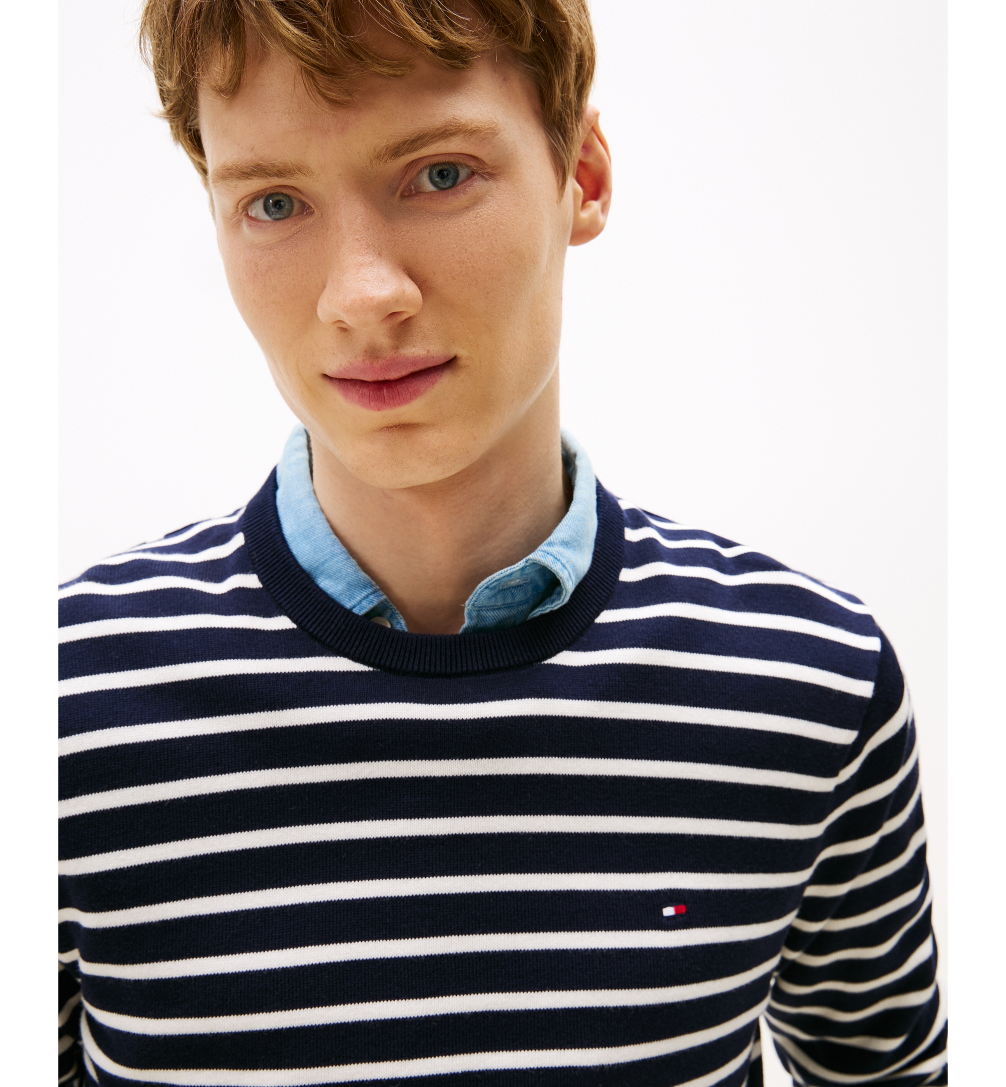 Tommy Hilfiger Men's Essential Cotton Crewneck Sweater - Desert Sky / Ivory