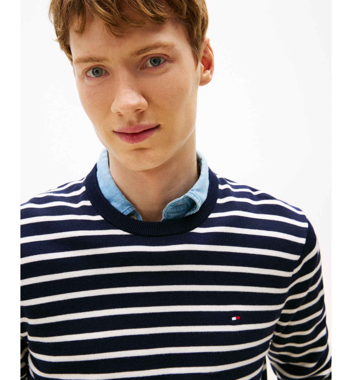 Tommy Hilfiger Men's Essential Cotton Crewneck Sweater - Desert Sky / Ivory