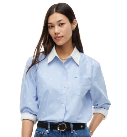 Tommy Hilfiger Women's American Icons Critter Long-Sleeve Oxford Shirt, Macy's Exclusive - Sky Blue Flag Critter