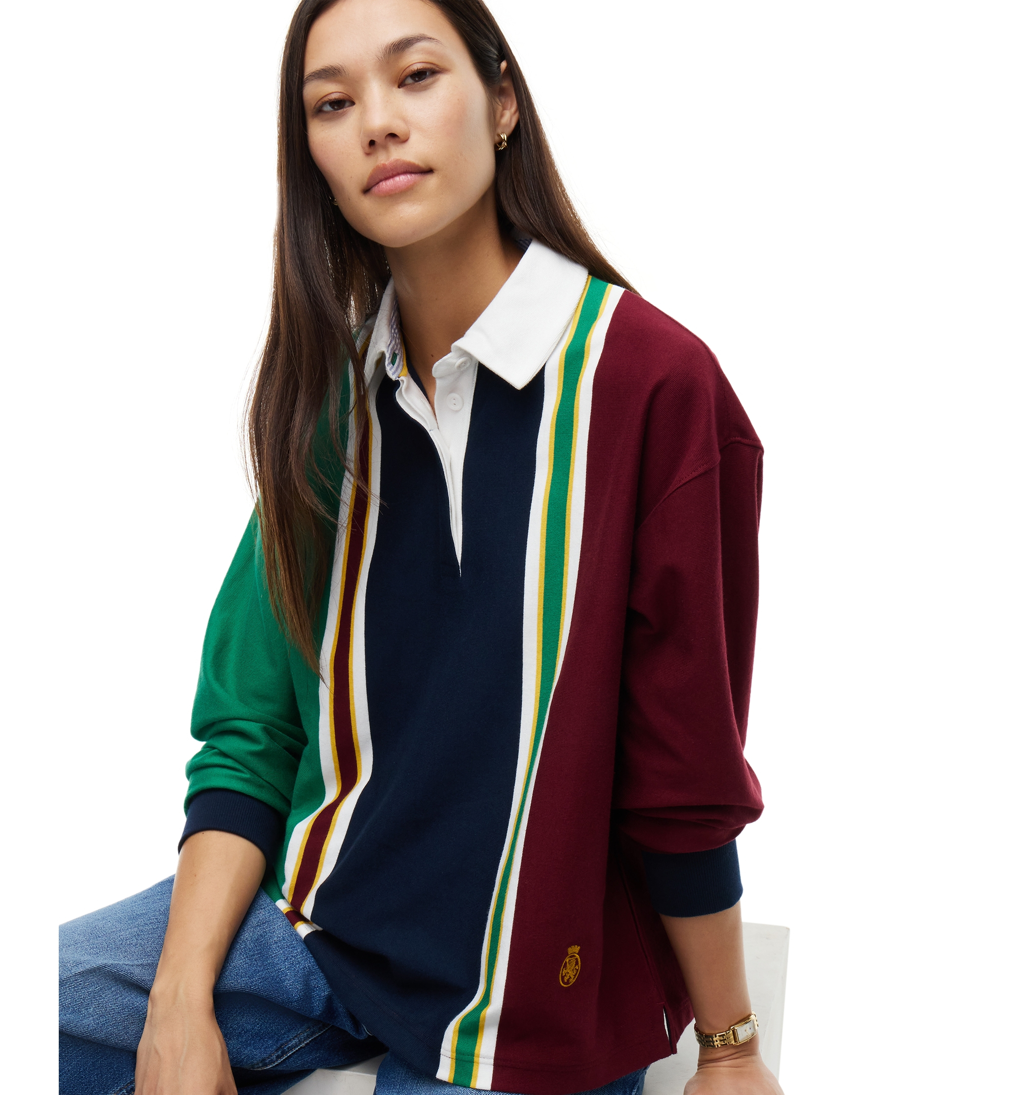 Tommy Hilfiger Women's American Icons Rugby Long-Sleeve Striped Polo Sweater, Macy's Exclusive - Nouveau Green