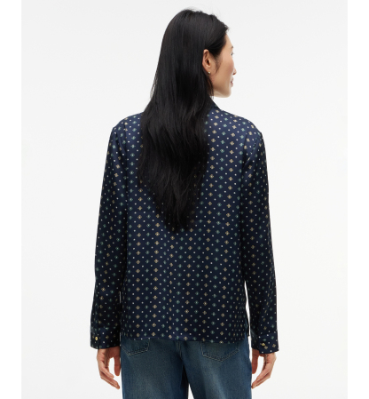 Tommy Hilfiger Women's Fluid Floral-Print Long-Sleeve Blouse - Degrade Foulard Dark Blue