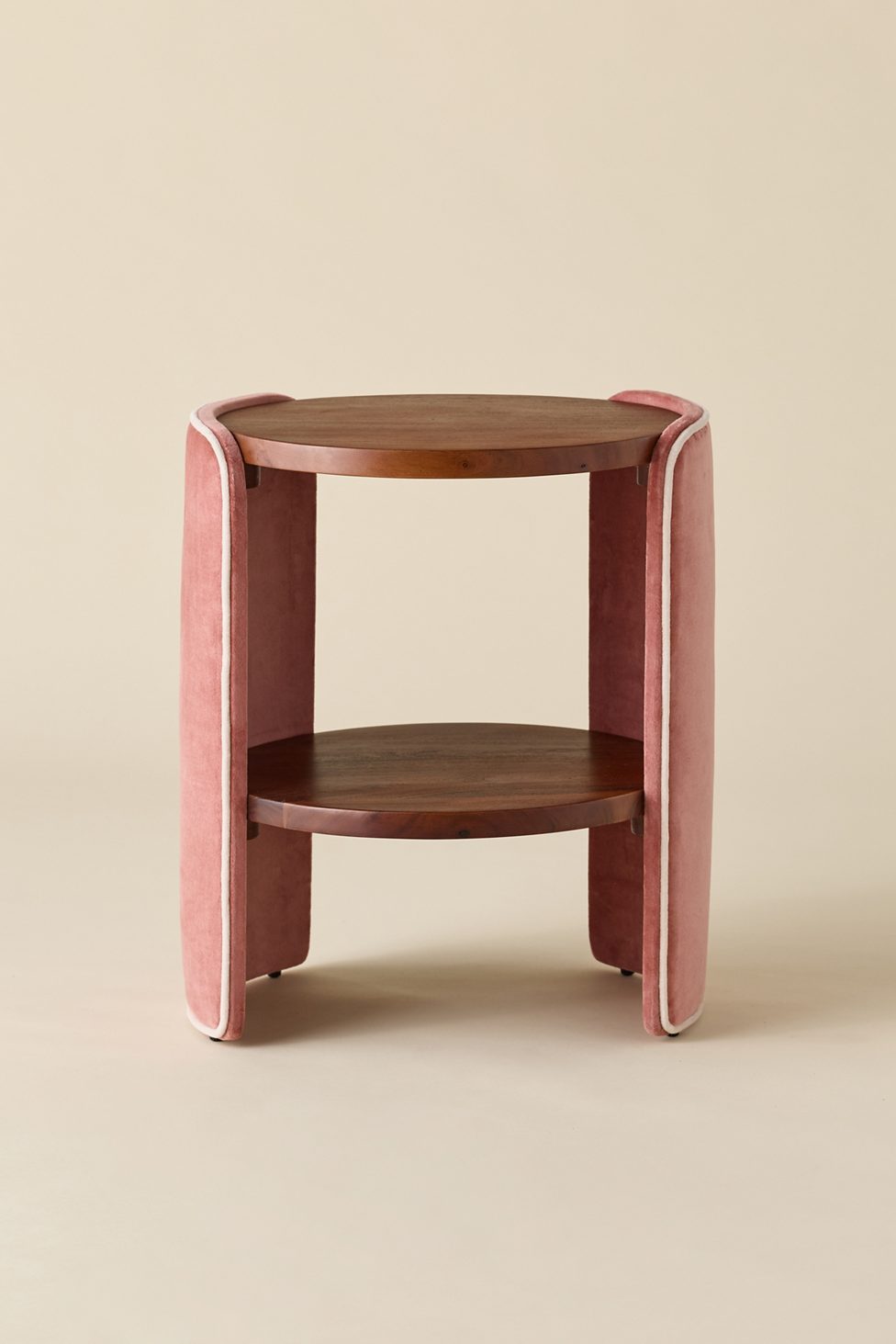 Jane Round Upholstered Storage Nightstand - Pink Velvet