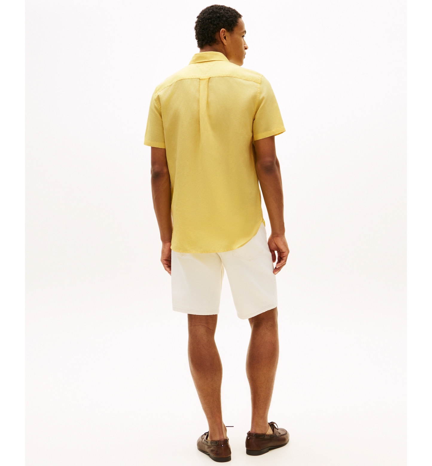 Tommy Hilfiger Men's Short-Sleeve Pigment-Dyed 100% Linen Shirt - Citronella
