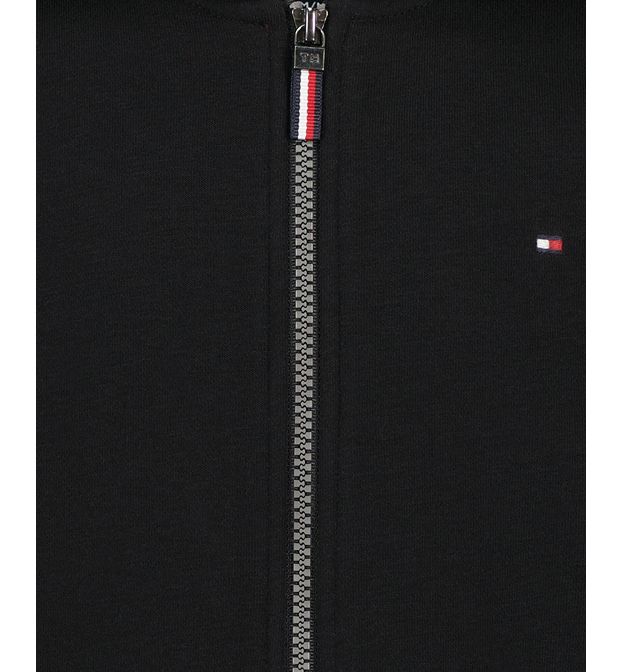 Tommy Hilfiger Boys' 8-20 Signature Full Zip Kangaroo-Pocket Cotton-Polyester Blend Zip Hoodie - Black