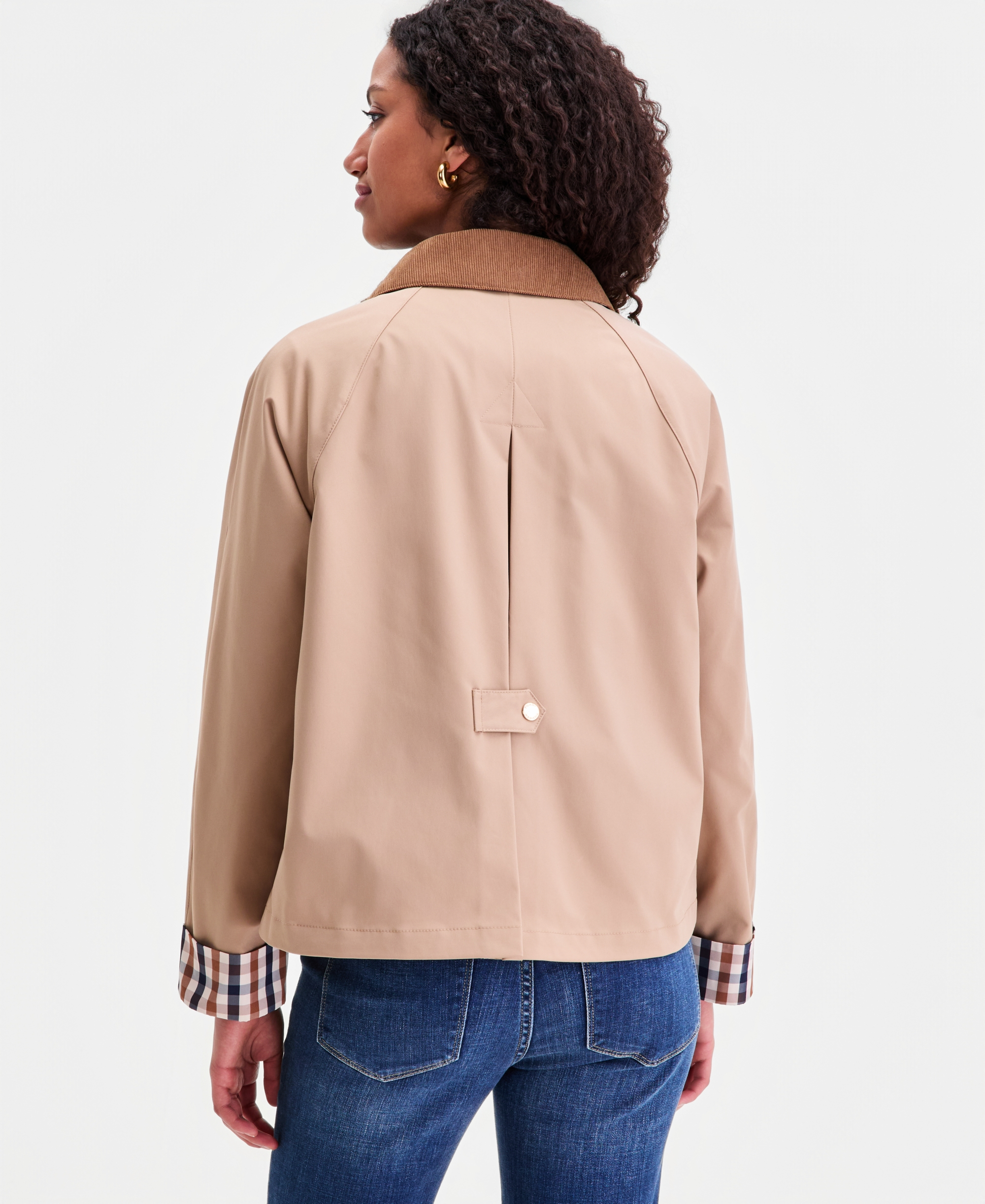Tommy Hilfiger Women's Corduroy-Collar Barn Jacket - CAMEL