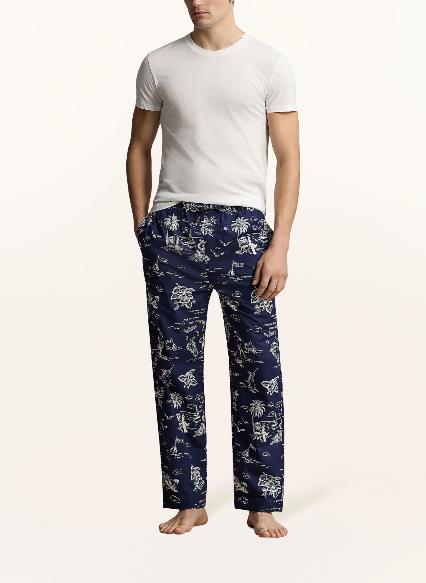 POLO RALPH LAUREN Schlafhose – DUNKELBLAU / WEISS