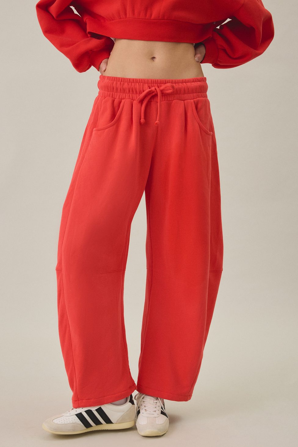 Out From Under Essential Barrel Leg Full Length Sweatpants - Firey Red