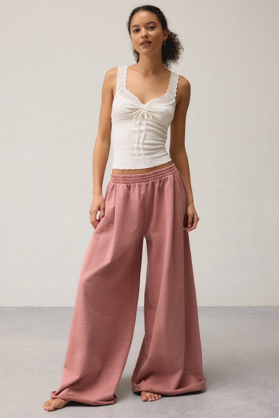 Out From Under Lived In Extreme Wide Leg Sweatpants - Coral