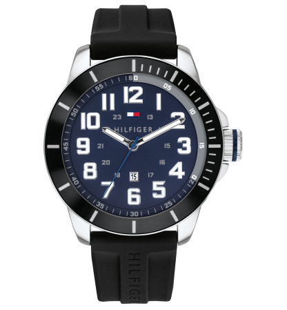 Tommy Hilfiger Men's Black Silicone Strap Watch 44mm, Created for Macy's - Black