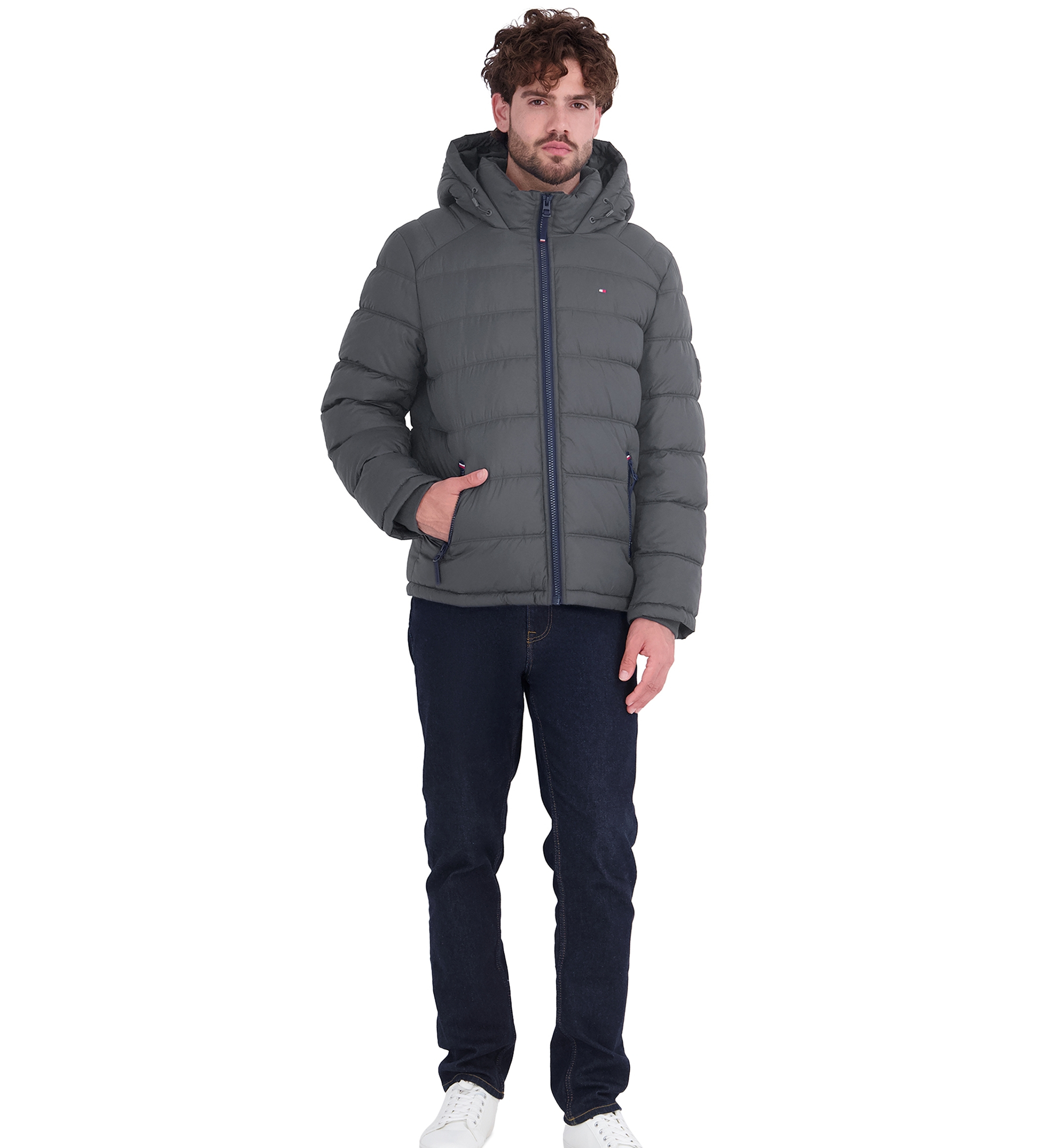 Tommy Hilfiger Men's Hooded Puffer Jacket - Charcoal