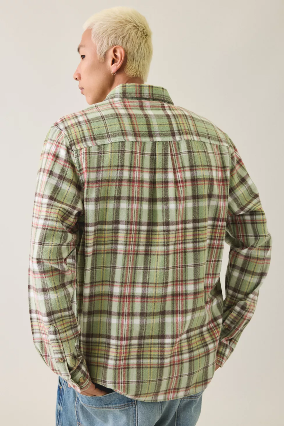 BDG Baggy Flannel Long Sleeve Shirt - Green