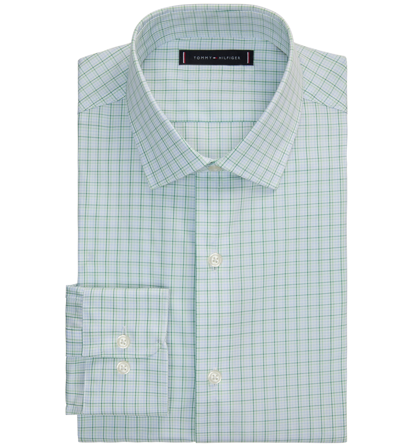Tommy Hilfiger Men's TH Flex Twill Regular-Fit Dress Shirt - Green
