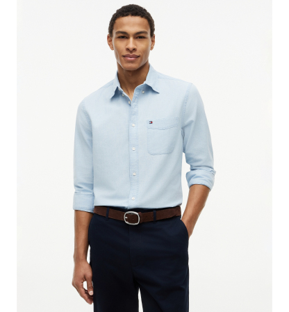 Tommy Hilfiger Men's Regular-Fit Chambray Solid Shirt - Light Blue Chambray