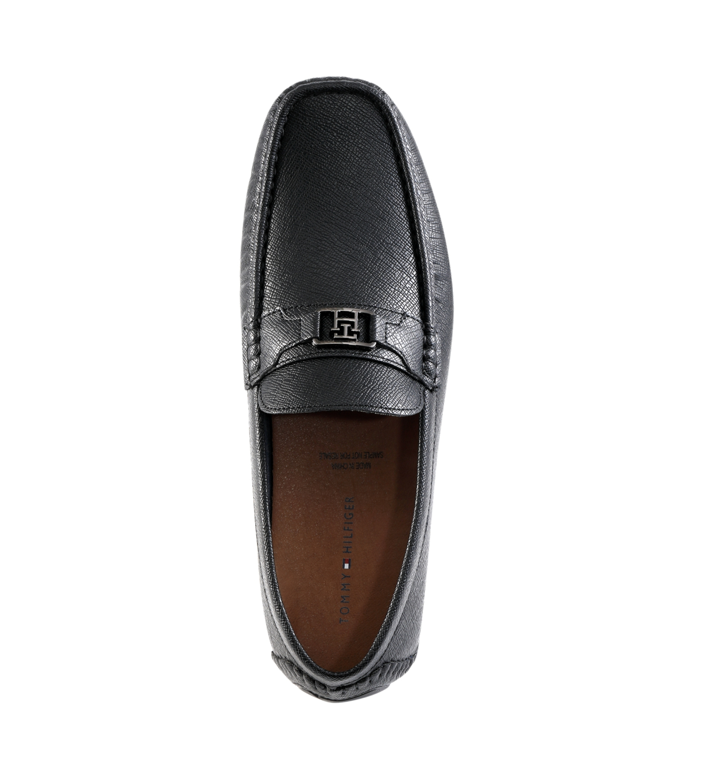 Tommy Hilfiger Men's Attle Moc Toe Driving Loafers - Black saffiano texture