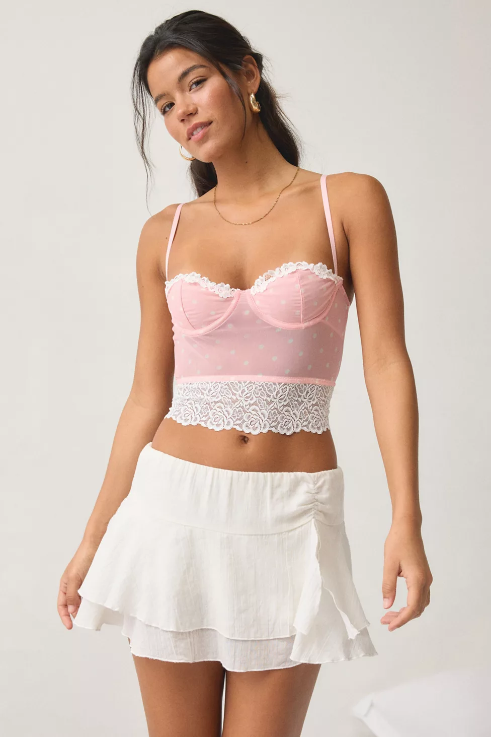 Out From Under Adrena Mesh + Lace Underwire Corset Cami - Pink
