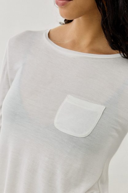 BDG Bowery Harper Jersey Knit Long Sleeve Tee - White