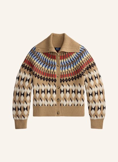 POLO RALPH LAUREN Strickjacke – BEIGE / ROT / HELLBLAU