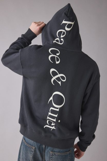 Museum Of Peace & Quiet Wordmark Zip-Up Hoodie Sweatshirt - Black