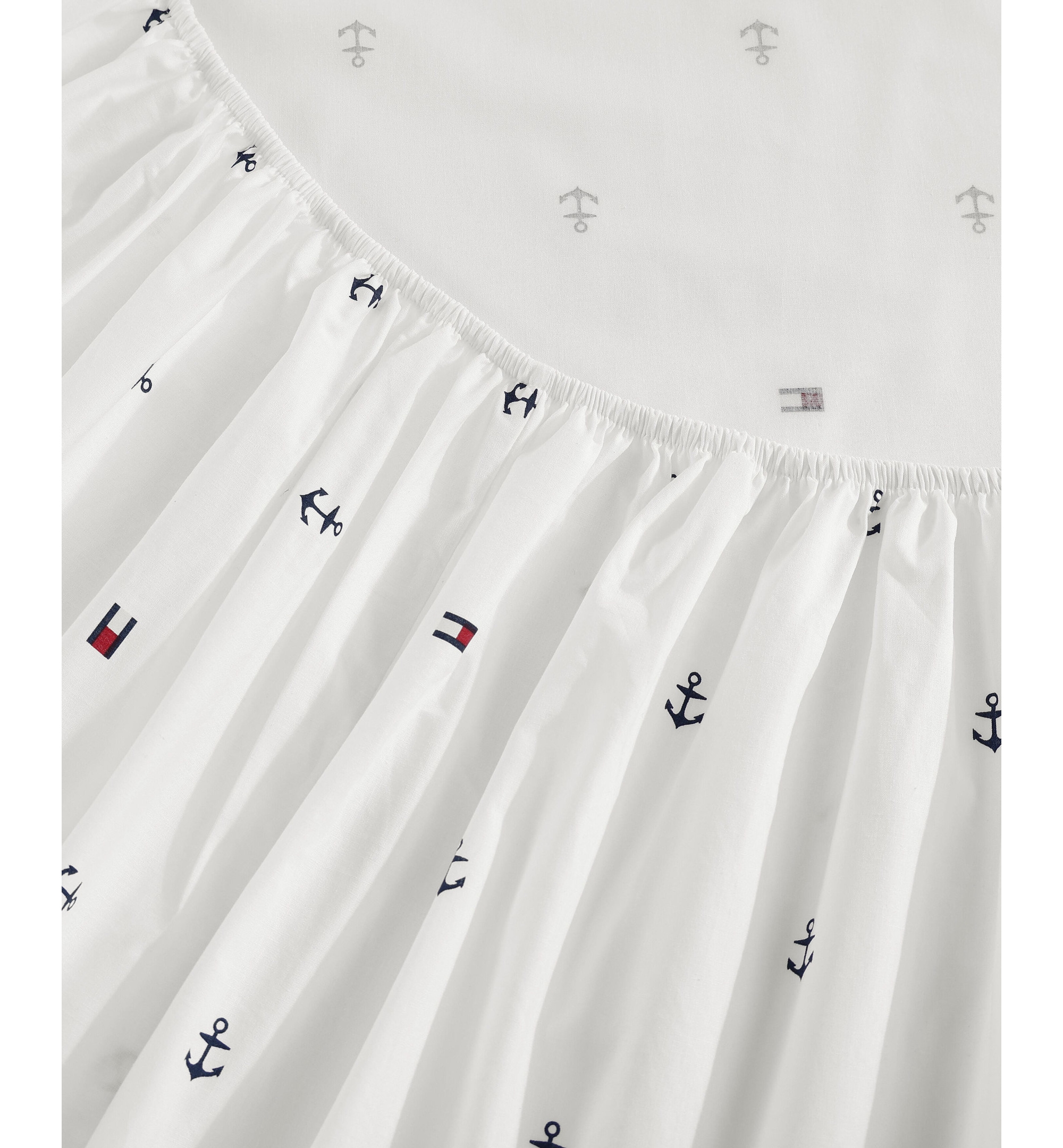 Tommy Hilfiger Printed 200-Thread Count Cotton Percale Sheet Set - Anchor, Flag Dark Blue