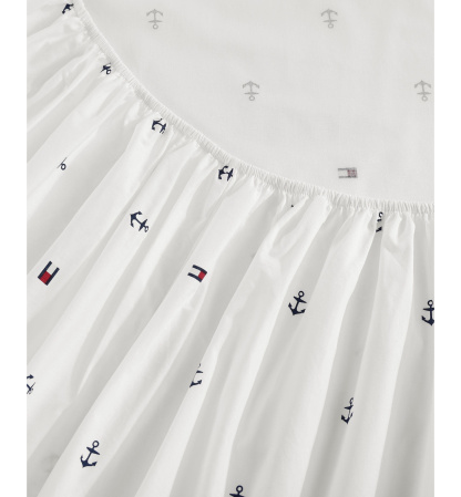 Tommy Hilfiger Printed 200-Thread Count Cotton Percale Sheet Set - Anchor, Flag Dark Blue