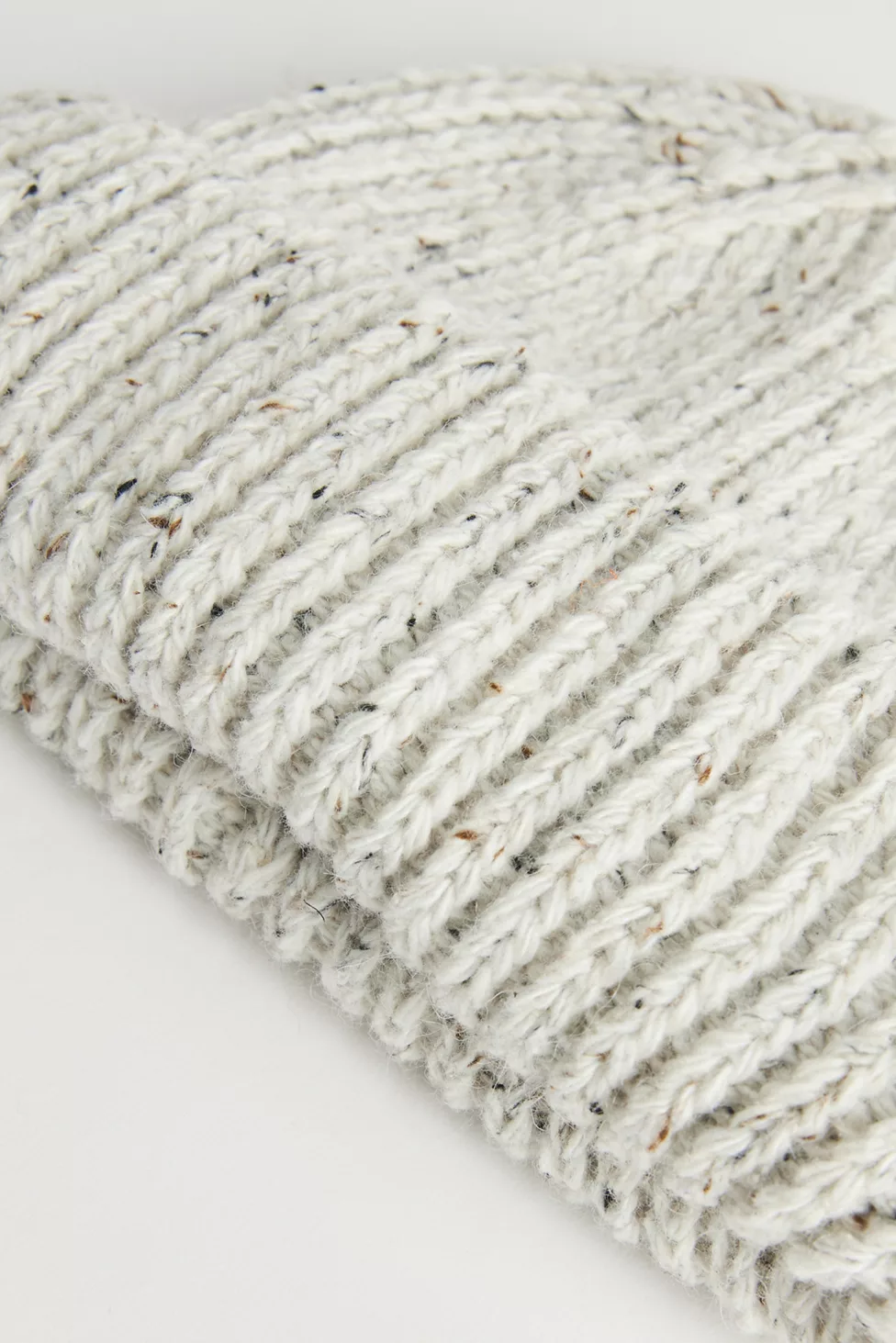 Marled Wool-Blend Short Roll Ribbed Knit Beanie - Ivory