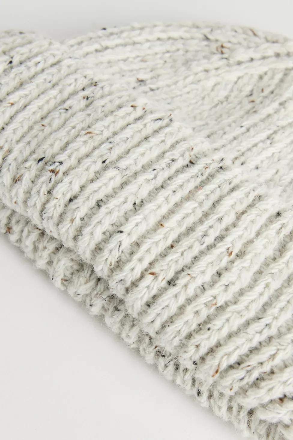 Marled Wool-Blend Short Roll Ribbed Knit Beanie - Ivory