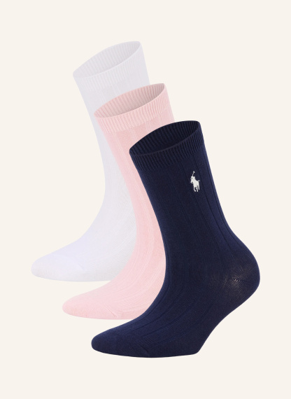 POLO RALPH LAUREN 3er-Pack Socken – WEISS / ROSA / DUNKELBLAU