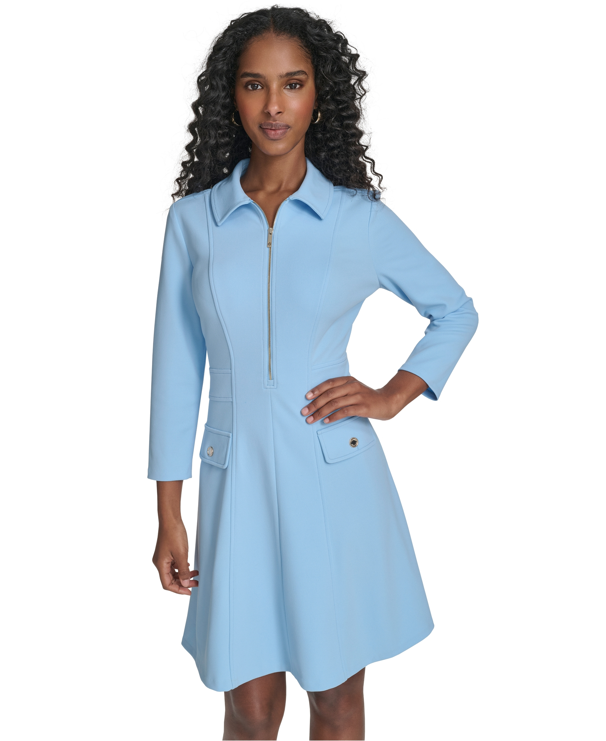 Tommy Hilfiger Women's Zip-Front Fit and Flare Dress - Breeze