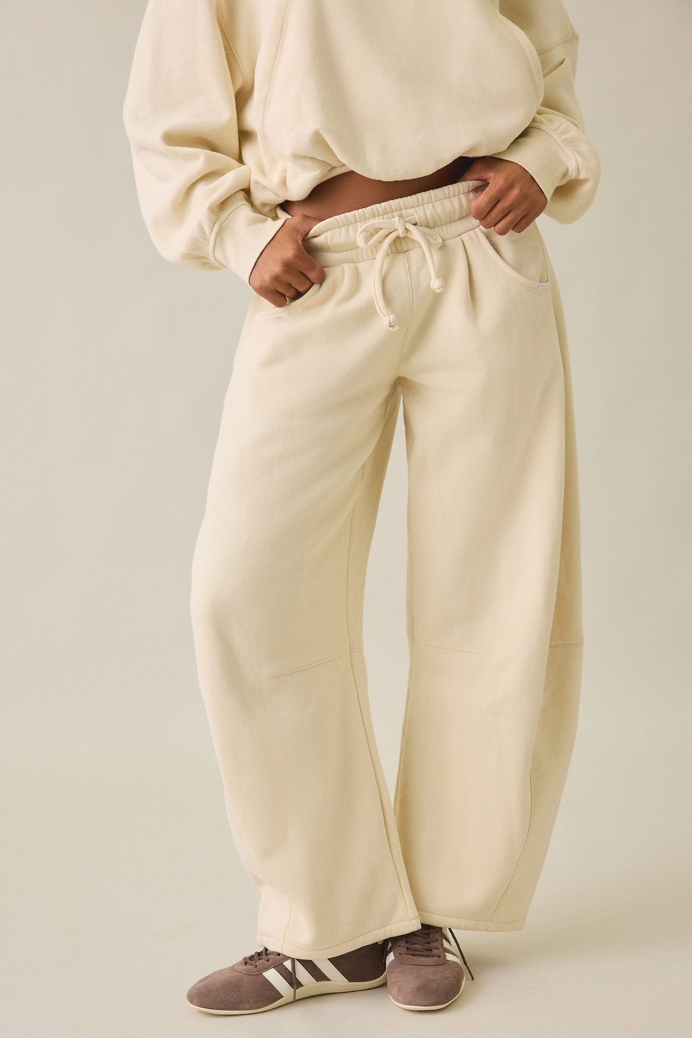 Out From Under Essential Barrel Leg Full Length Sweatpants - Oyster