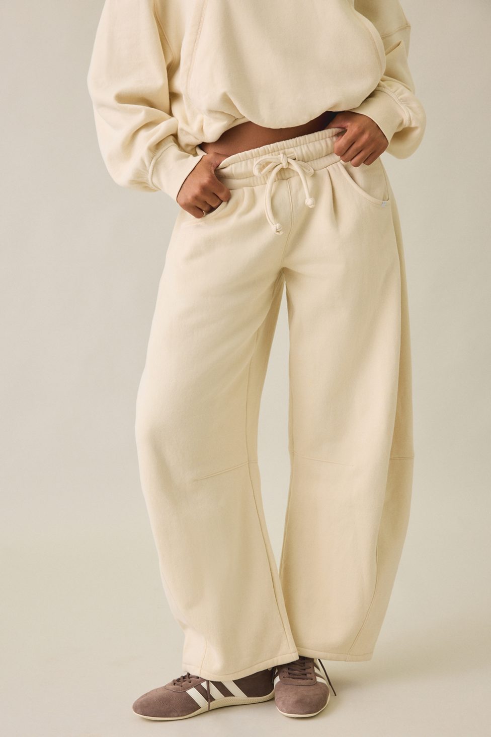 Out From Under Essential Barrel Leg Full Length Sweatpants - Oyster