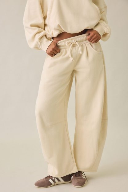 Out From Under Essential Barrel Leg Full Length Sweatpants - Oyster