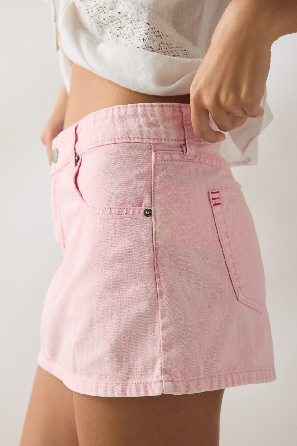 BDG Onna Denim Micro Mini Skirt - Pink