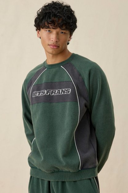 iets frans… Logo Paneled Crew Neck Sweatshirt - Green