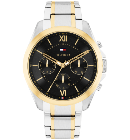 Tommy Hilfiger Men's Multifunction Two Tone Stainless Steel Bracelet Watch, 42mm - Black