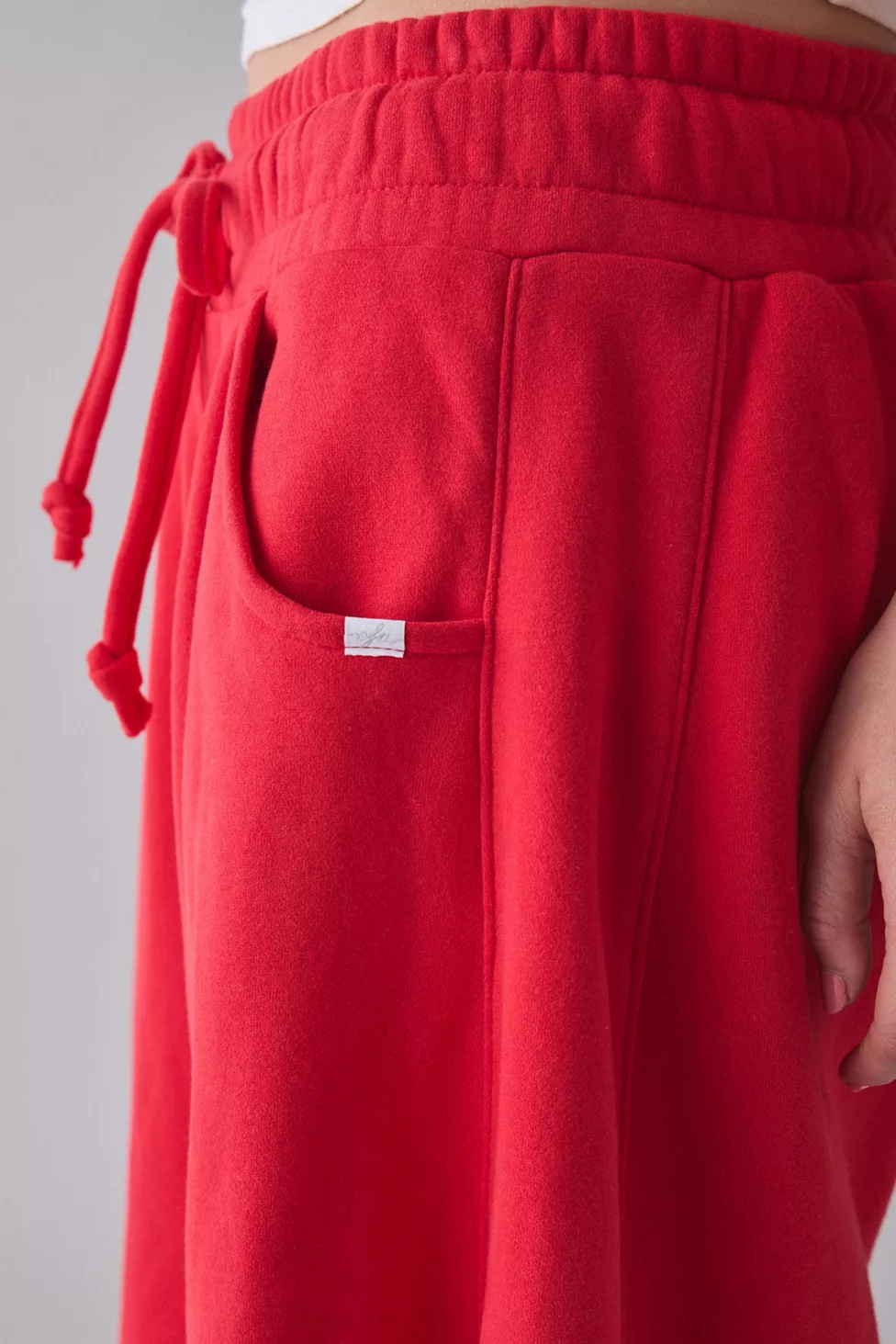 Out From Under Essential Barrel Leg Full Length Sweatpants - High Risk Red